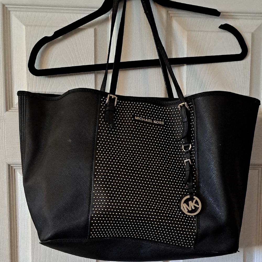 Michael Kors Black and Gold Studded Tote
